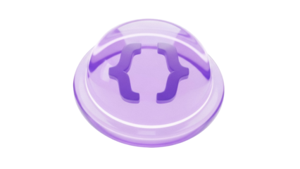 Isolated purple jelly button with bracket symbol, computer science concept, web development