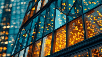 Modern Office Building Exterior at Night.