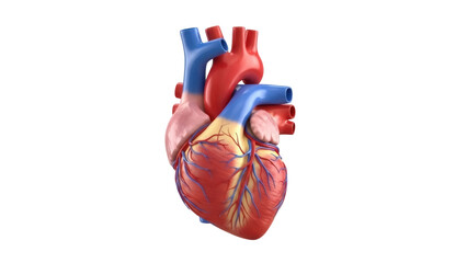 Isolated anatomical heart for medical illustration, cardiology healthcare, circulatory system