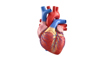 Isolated anatomical heart for medical illustration, cardiology healthcare, circulatory system