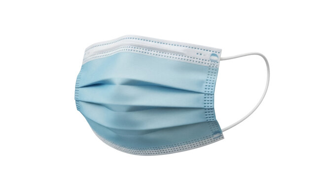 Isolated blue face mask for healthcare with ear loops, medical protective equipment