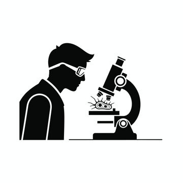 Scientist examining sample under microscope