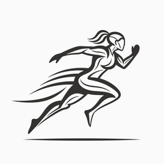 Fast Female Runner Silhouette Showing Speed and Athletic Power