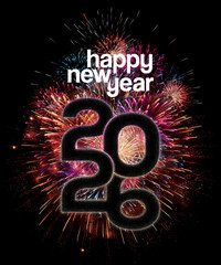 2026 Happy new year, celebrating with fireworks