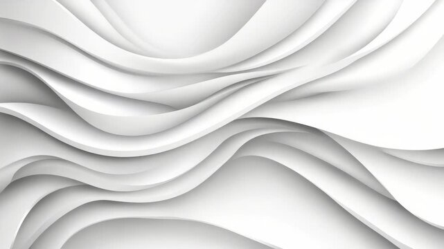 Elegant abstract white layered paper wave curves forming soft flowing minimalist background with