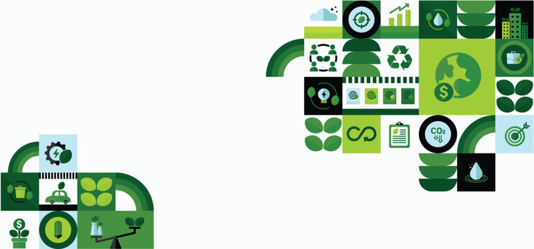 Sustainable development and green investment concept with icons. Green business, finance and investment for sustainability to reduce carbon emission. ESG for business and organization, Eco friendly.