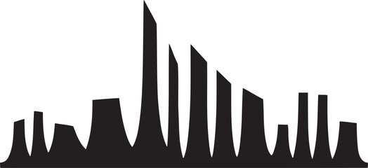 Abstract cityscape silhouette with sharp geometric skyscraper shapes and jagged lines