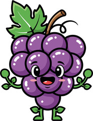 Vector illustration of fresh plums and an apple with green leaves on a natural branch design