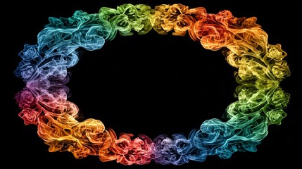 Rainbow Colored Swirling Flame Circle Design.