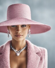 Woman in Pink Outfit with Jewelry Portrait
