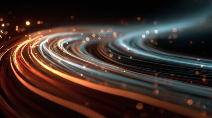 Dynamic light trails creating an abstract and mesmerizing visual. The trails curve and flow, suggesting movement and energy