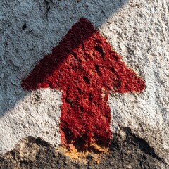 Red Arrow Painted on Concrete Wall.