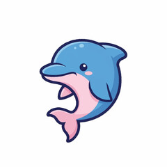 Cartoon Dolphin Illustration with Open Mouth.