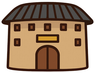 Traditional Tulou Architecture Illustration