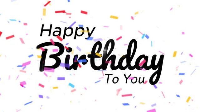 Happy Birthday Text Animated, Happy birthday gif. Confetti colorful Particle Glitter. animated birthday wish. Good for birthday wishes. Suitable for greeting cards, celebrations. 4k video