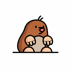Cartoon Mole Character with Big Paws.