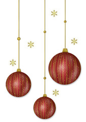 Elegant Red Gold Christmas ball Ornaments on transparent background 