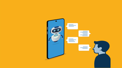Customer support..Chat bot AI and customer service concept.Chat bot virtual assistant via messaging. Helping 