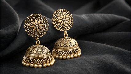 Beautiful Indian Antique Golden pair of earrings, Luxury female jewelry, Indian traditional jewellery,Indian jewelry Bridal earrings wedding jewellery ... See More
