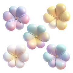 This collection features soft round flowers with a bubble style on a transparent background. Perfect for use in crafts, decorations, and digital designs at any time of year