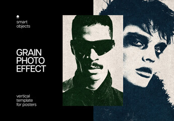 Retro Grain Poster Photo Effect Mockup