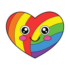 A cute cartoon illustration of a happy frog and fish with a heart smile face, featuring colorful vector art of nature animals in the sea and water with a funny heart emoticon design