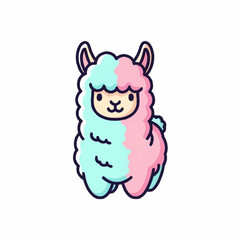 Obraz premium Colorful Cartoon Llama Illustration.