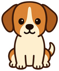 Cute Beagle Dog Sitting Illustration