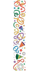 Festive Celebration Streamers: Vibrant, colorful streamers and confetti burst forth, creating a celebratory border perfect for occasions of joy and festivity.