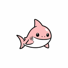 Cute Cartoon Pink Shark Character Illustration.