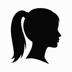 Female head silhouette with ponytail in side profile