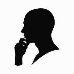 Head silhouette showing thoughtful thinking pose