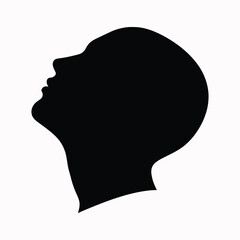 Head silhouette shown in expressive side profile angle