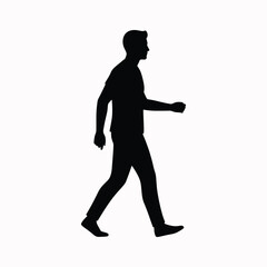 Man silhouette walking forward in natural stride