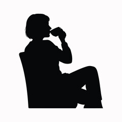 Person silhouette drinking coffee in relaxed lifestyle pose