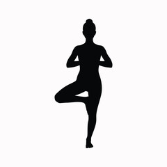 Person silhouette holding balanced yoga pose calmly