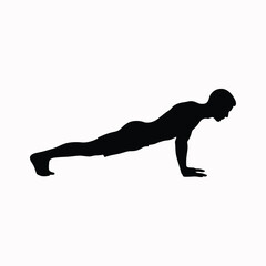 Person silhouette performing push up fitness exercise