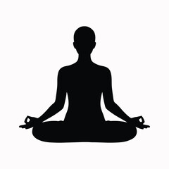 Person silhouette sitting in calm meditation pose