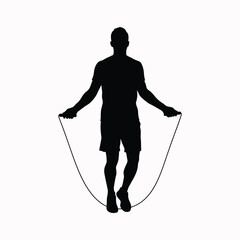 Person silhouette skipping rope in cardio exercise