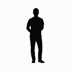 Person silhouette standing patiently in waiting pose