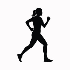 Woman silhouette jogging forward in athletic motion