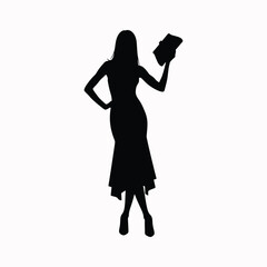 Woman silhouette posing stylishly in fashion stance