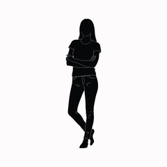 Woman silhouette standing casually in relaxed pose