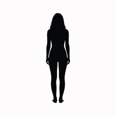 Woman silhouette standing facing away in back view