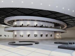 3d Interior Art Gallery. Modern interior design