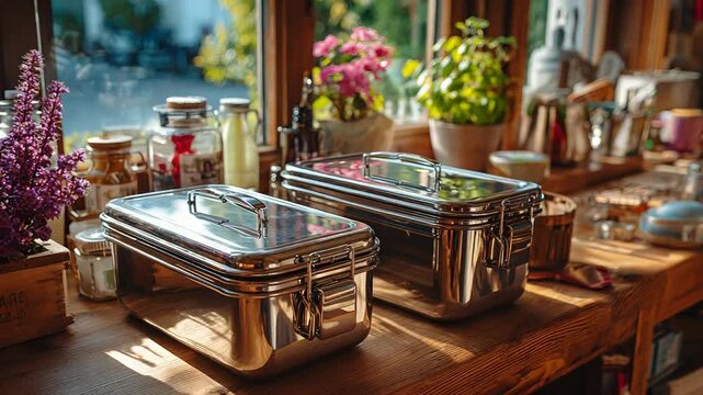 Buffet display with food and decorative elements