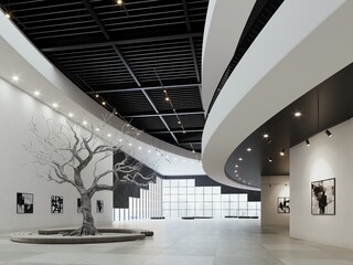 3d Interior Art Gallery. Modern interior design	