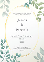 Romantic and elegant hand-painted watercolor botanical invitation