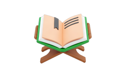 Quran Book on Rehal - Islamic Symbol in White Background
