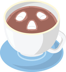 Hot Chocolate with Marshmallow Flat Illustration. Clean Icon Design Element on Isolated White Background